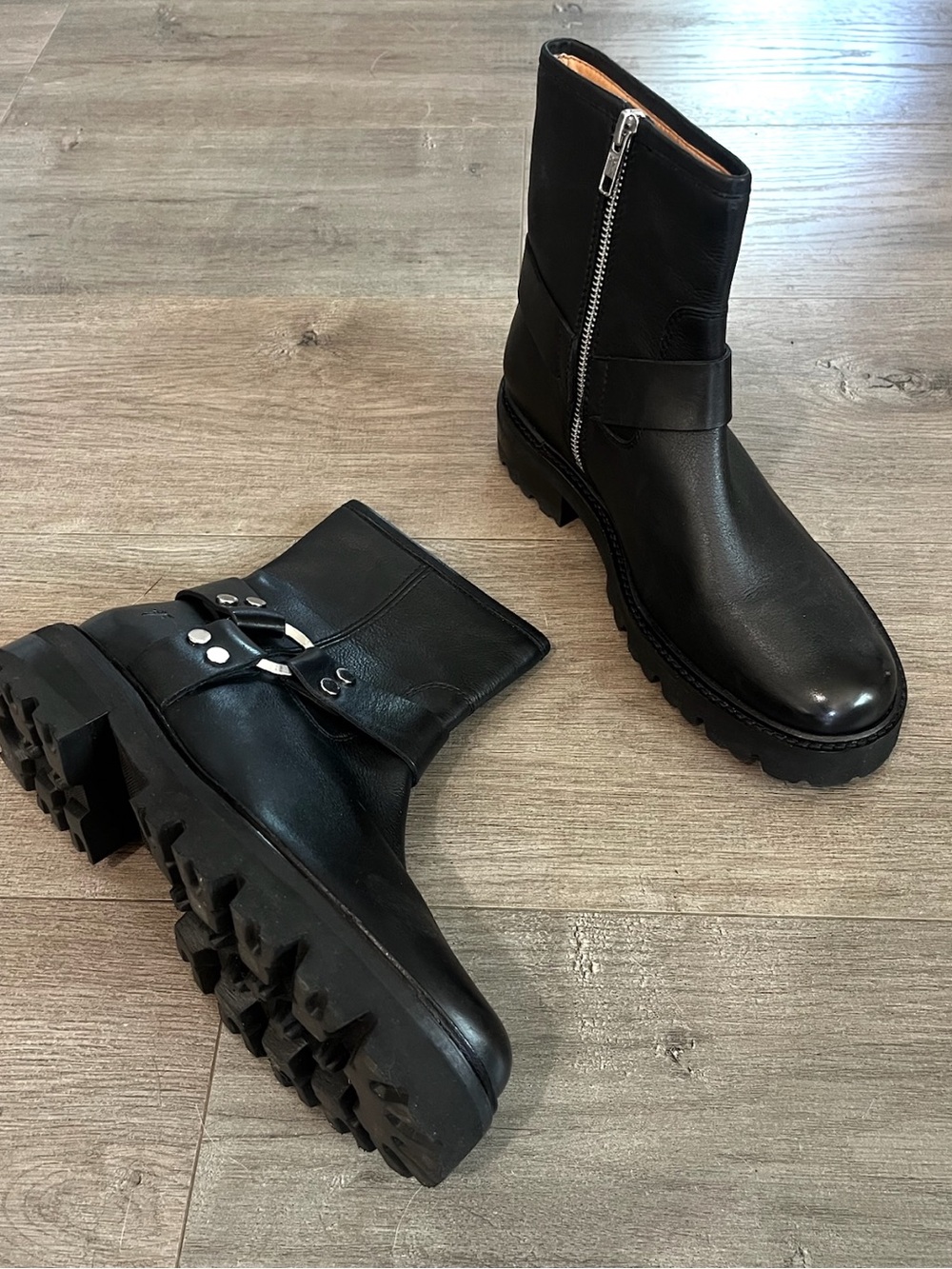 Frye Black Women's Leather Combat Boots